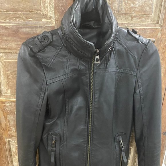 Rudsak Women's Black High Collar Leather Jacket - Picture 2 of 11